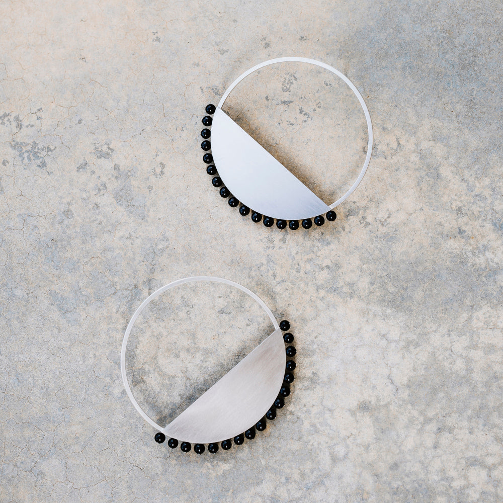 Boucles d'oreilles Eclipse - Argent et Onyx